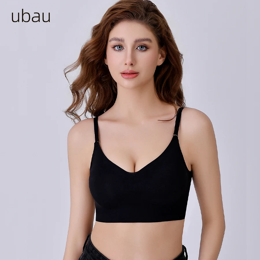 UBAU Invisible Deep U Backless Bra for Women Sexy Transparent Strap Push-Up Strapless Lingerie Underwear for Dresses