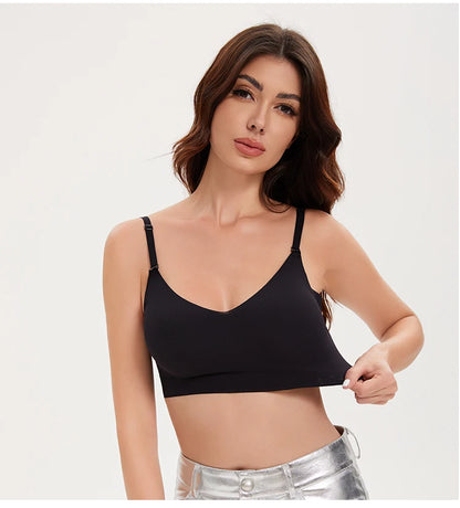 UBAU Invisible Deep U Backless Bra for Women Sexy Transparent Strap Push-Up Strapless Lingerie Underwear for Dresses