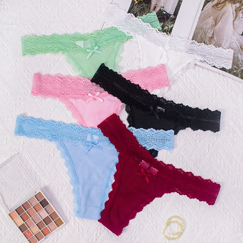 Lace Floral Women Panties Low Waist Breathable Briefs Female Thong Underwear Solid Sexy G-String Transparent Panty